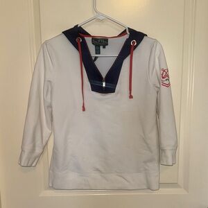 Lauren Ralph Lauren White Top with Navy and Red Details